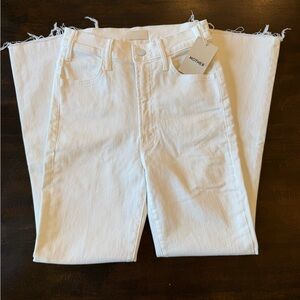 Mother White Denim Jeans with Raw Hem “Fairest of them all” color